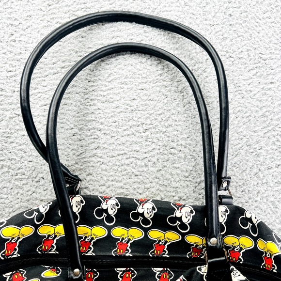 Walt Disney World Mickey Mouse Black Canvas Tote Duffle Gym Travel Bag - Picture 7 of 12